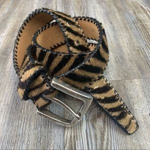 Fossil Tan Brown Zebra Calf Hair Belt Size Medium